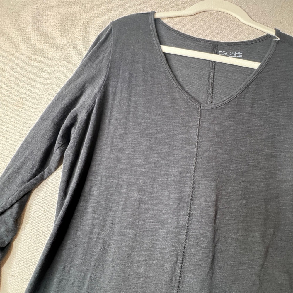 Charcoal Gray Long-Sleeve V-Neck Dress